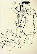Egon Schiele Two Kneeling Figures oil painting reproduction